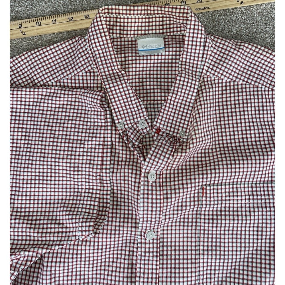 Columbia Short Sleeve Flannel Fish Shirt Non Vented Red Plaid Mens XXL Camp Work